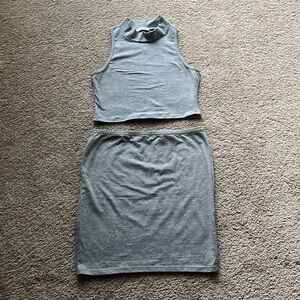 Bodycon mock neck top and skirt set